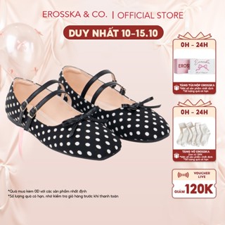 Erosska - Giày búp bê nữ retro kiểu dáng balletcore chấm bi hottrend màu đen chấm bi - EL086