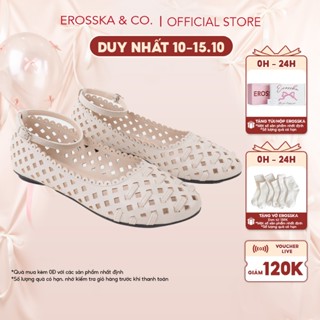 Erosska - Giày búp bê nữ lưới quai ngang kiểu dáng basic cao 2cm màu kem - EL095