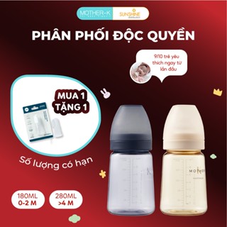 Bình sữa Mother-K nhựa PPSU cao cấp núm ti Silicone y tế 180ml