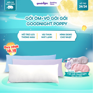 Vỏ Gối Ôm và Gối Ôm gòn Bông Goodnight Poppy 45x120cm, Vỏ Gối Ôm Vải Thun Mềm, Sợi Vải Mát Lạnh