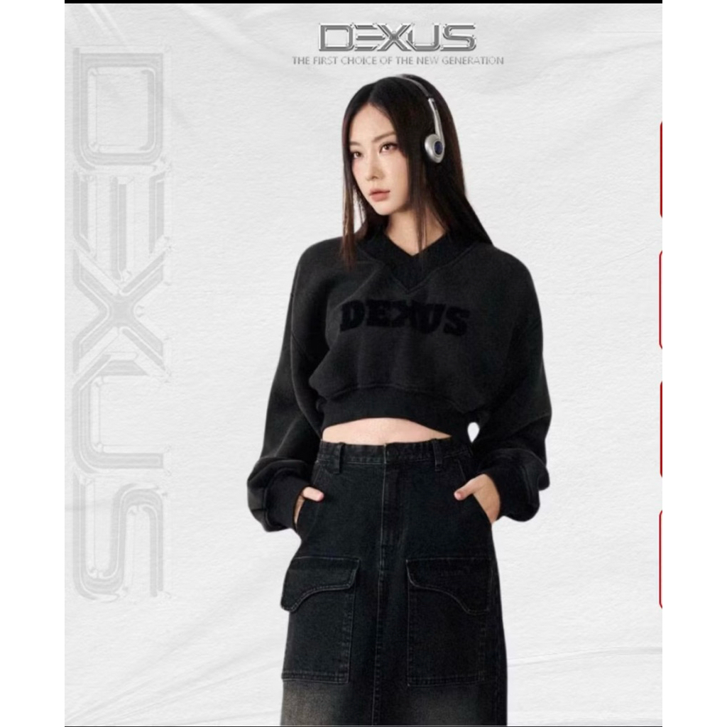Áo nỉ tay bồng croptop DEXUS mix đồ rất xinh(ảnh chụp thật)