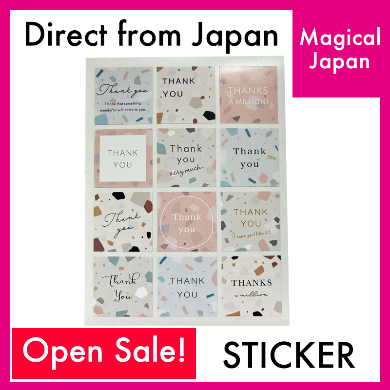 【Thankyou sticker】26mm ×26mm  12pc 【Direct from Japan】