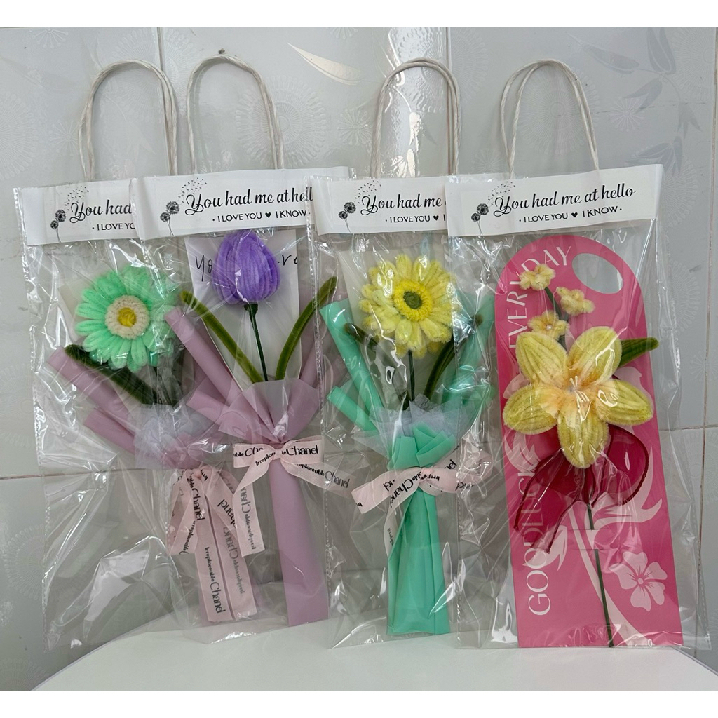 HOA KẼM NHUNG-BÓ 1 BÔNG-HOA HANDMADE