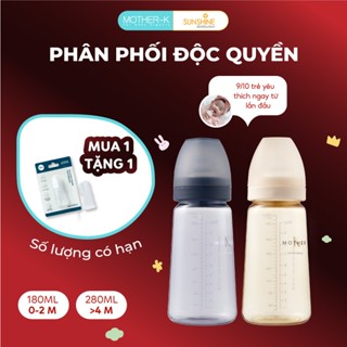 [Hàng mới về đủ màu] Bình sữa Mother-K nhựa PPSU cao cấp núm ti Silicone y tế 280ml