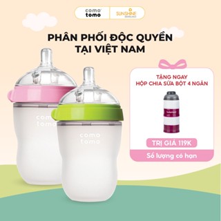 Bình sữa Comotomo Mỹ 250ml chất liệu silicone cao cấp - xanh, hồng