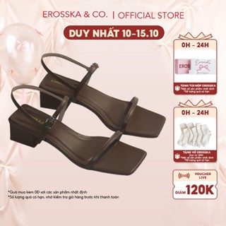 Erosska - Giày sandal cao gót nữ hở mũi quai mảnh gót vuông màu nâu cao 4cm - EM079