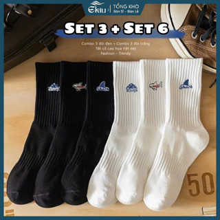  Tất vớ nam nữ style Hàn Quốc hiện đại dễ phối đồ chất liệu mềm mại thoáng khí - Ekiu Shop 