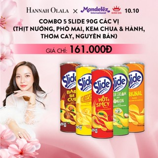 Bánh Lát Snack Khoai Tây Slide Vị Ngẫu Nhiên, Combo 5 Lonx90g/ Combo 4 Lonx145g/Combo 2 Lonx145g - Mondelez x Hannah