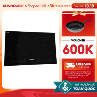 [MIỄN PHÍ LẮP ĐẶT] Bếp đôi điện từ Sunhouse SHB82032-EC - Booster nấu nhanh - 9 mức chỉnh, có tính năng slow cook