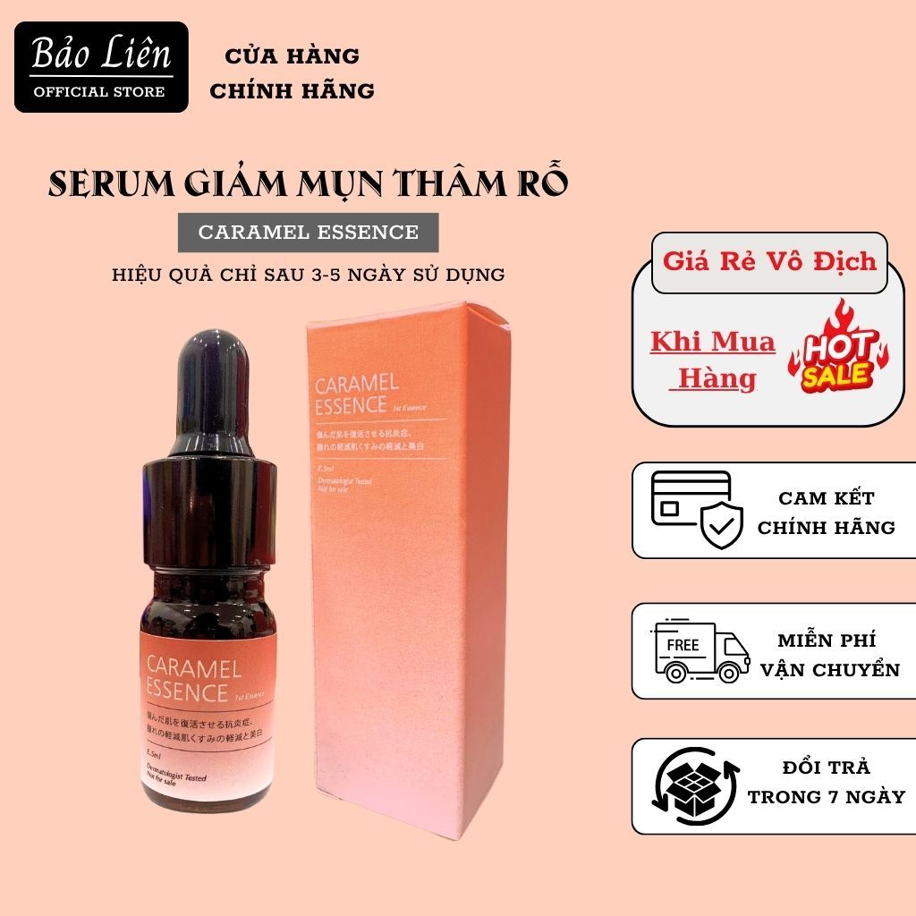 Serum giảm mụn Caramel Essence,serum giảm mụn mờ thâm,trắng da mặt,se khít lỗ chân lông