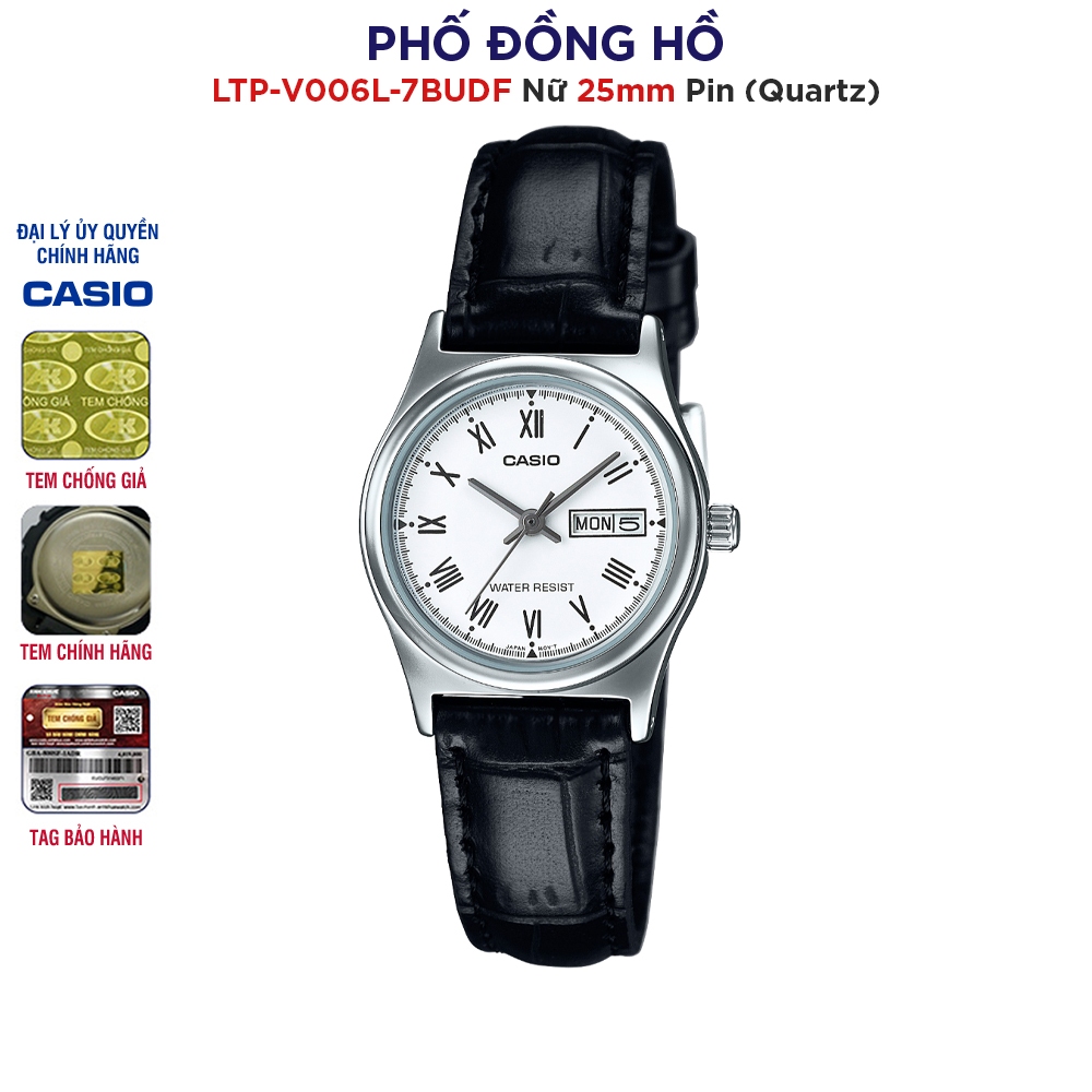 Đồng hồ nữ dây da Casio chính hãng Anh Khuê LTP-V006L-7BUDF