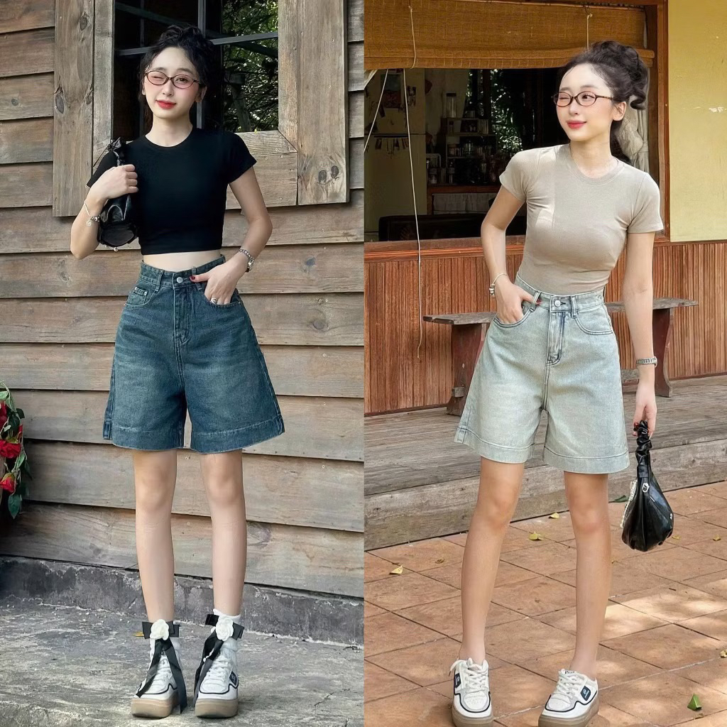 [K-JEANS] Quần jeans ngố cao cấp lai 5p màu cơ bản