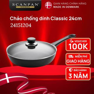 Chảo chống dính Scanpan Classic 24cm 24151204 có nắp, bảo hành lớp chống dính 3 năm