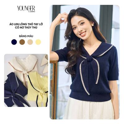 Áo len nữ CARDINA tay lỡ cổ thủy thủ phối viền 5YALC02