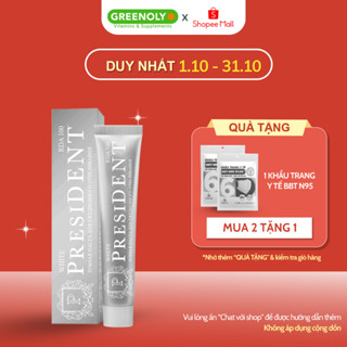 Kem đánh răng President White giúp làm trắng răng hàng ngày, tăng cường men răng, ngừa sâu răng RDA 100