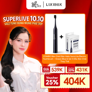 [VHL x LIXIBOX] COMBO Bàn Chải Điện Halio SonicLite Electric Toothbrush - Ocean Blue & Set 5 Đầu Bàn Chải Thay Thế