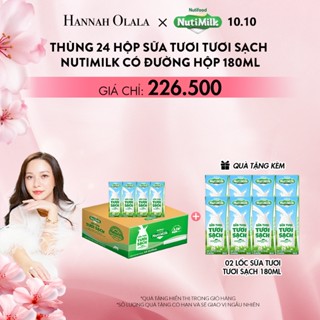 [Hannah Olala x Nutimilk] Thùng 24 Hộp Sữa Tươi Tươi Sạch NutiMilk 180ml
