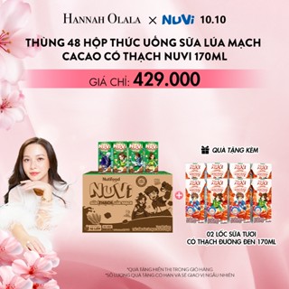 [Hannah Olala x Nutimilk] Thùng 48 Hộp Thức Uống Sữa Lúa Mạch Cacao Có Thạch NuVi 170ml