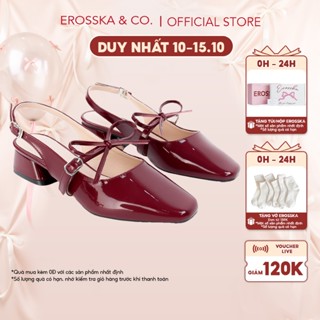 EROSSKA - Giày cao gót nữ mary jane mũi tròn phối nơ thanh lịch màu đỏ cao 5cm - EL037