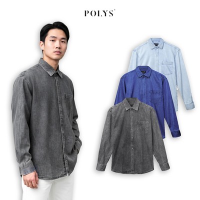 Áo Jean Nam, Áo Denim Nam Dài Tay. Vải Denim Mềm Dùng Khoát Hoặc Mặc Trơn. Áo JEAN DÀI TAY POLYS