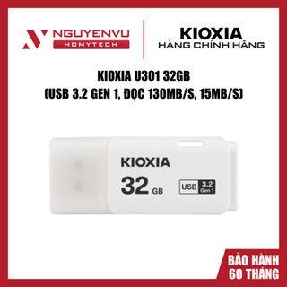 [FULL VAT] USB KIOXIA U301 32GB, USB 3.2 Gen 1, Đọc 130MB/s, 15MB/s) - Hàng chính hãng