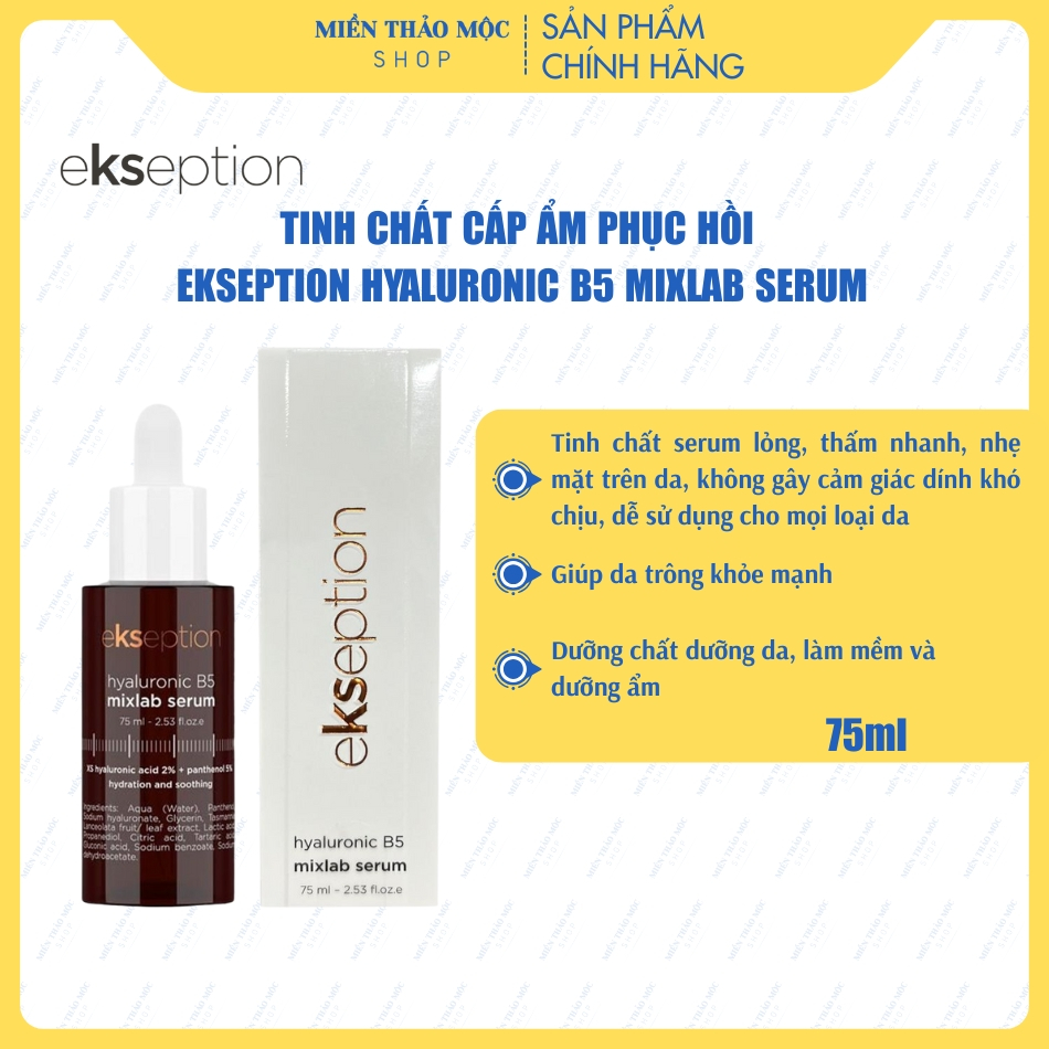 Serum Ekseption Hyaluronic B5, HA + 5% B5 dưỡng ẩm phục hồi da 75ml