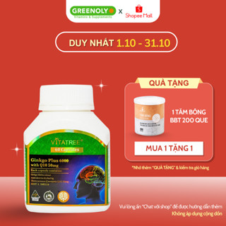 Viên Uống Bỗ Não Vitatree Tăng Tuần Hoàn Não, Cải Thiện Trí Nhớ Ginkgo Plus 6000 With Q10 50mg