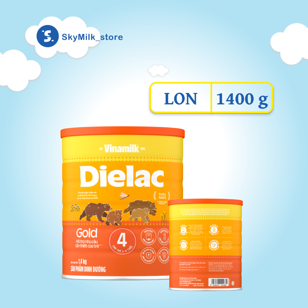 Vinamilk - Sữa bột Vinamilk - Sữa bột Vinamilk Dielac Gold 4 (2-6 tuổi) - Hộp thiếc 1400g