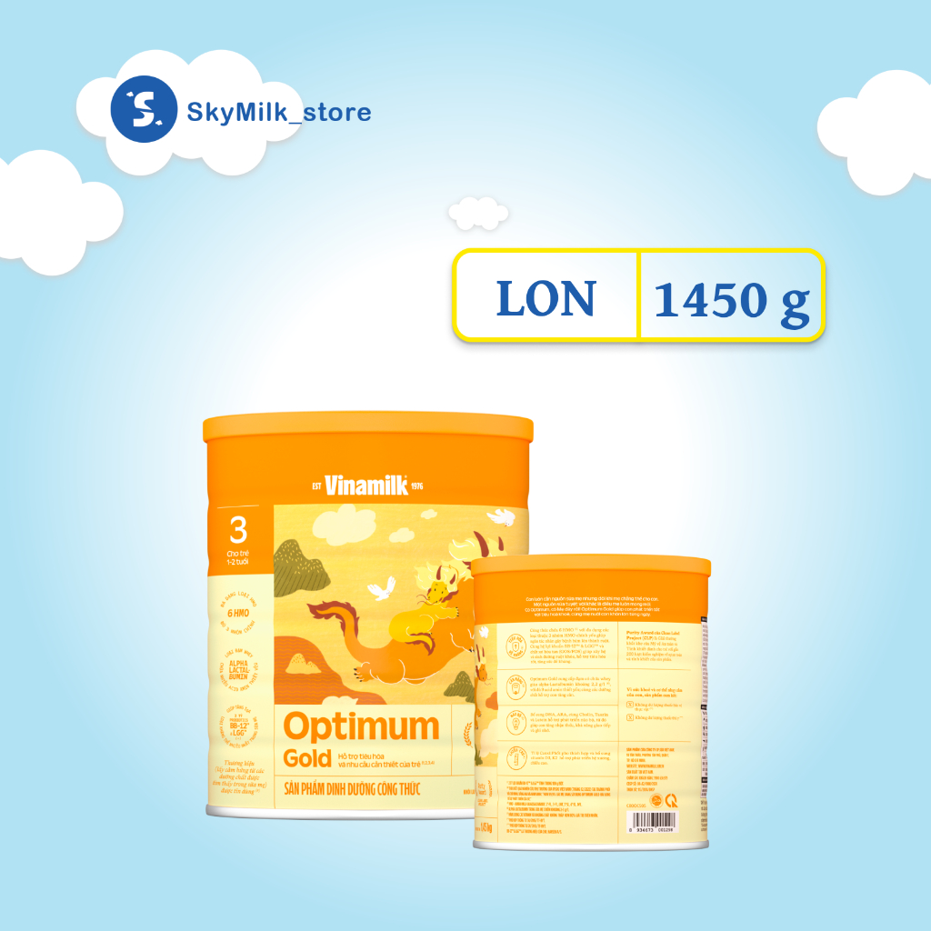 Vinamilk - Sữa bột Vinamilk - Sữa bột Vinamilk Optimum Gold 3 cho trẻ 1 đến 2 tuổi Hộp thiếc 1450g