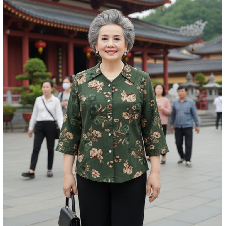 Áo sơ mi tay dài cho người già/ Áo cho người cao tuổi U70 U80