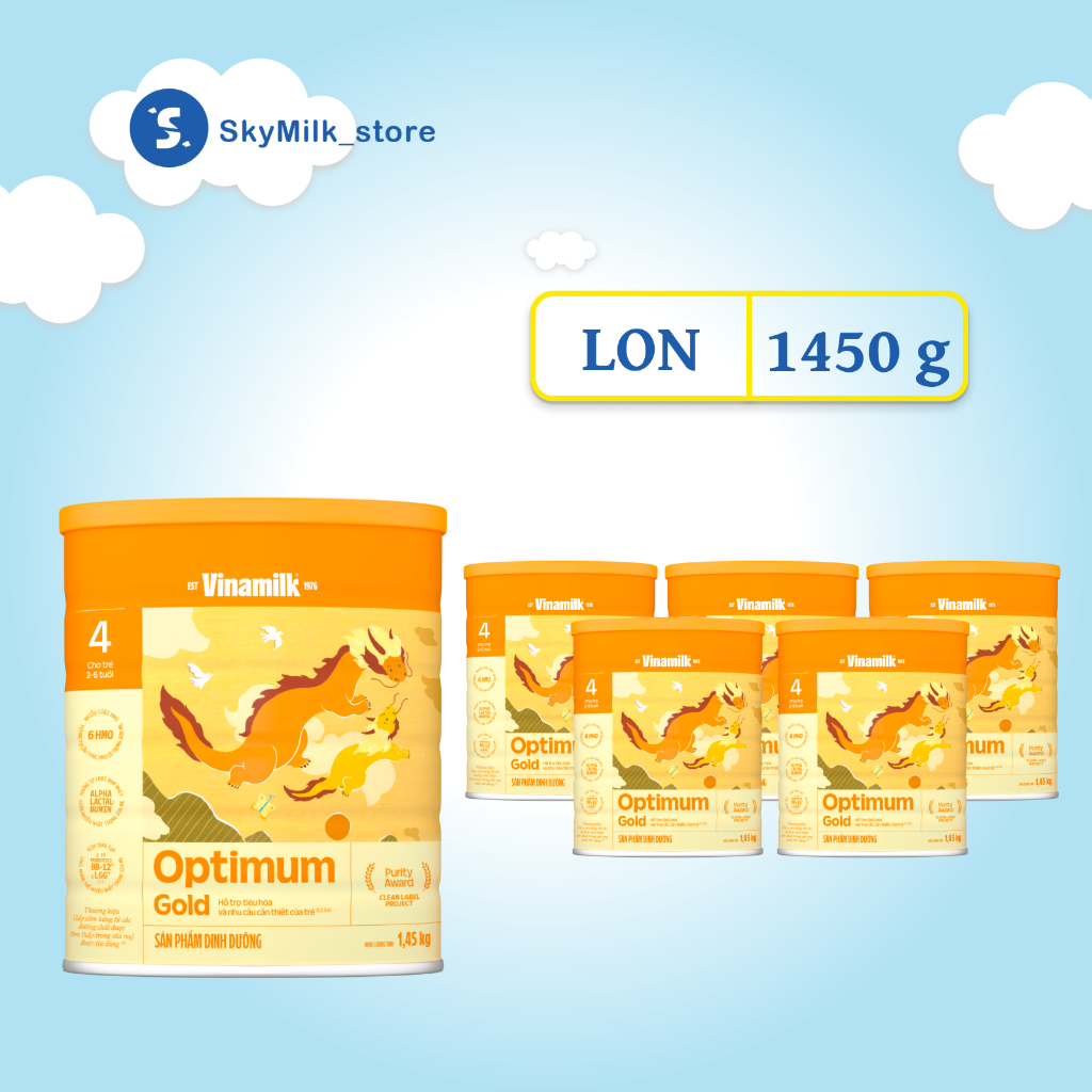 Vinamilk - Sữa bột Vinamilk - Sữa bột trẻ em Vinamilk Optimum Gold 4 (2-6 tuổi) - Hộp thiếc 1450g