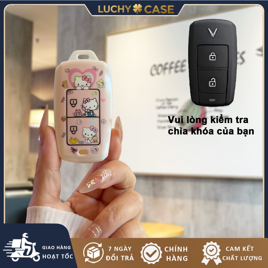 Ốp Chìa Khóa VF3 Hello Kitty| Bảo Vệ Chìa Khóa Xe Điện Vin Phát Cao Cấp Chống Va Đập & Chống Trầy Xư