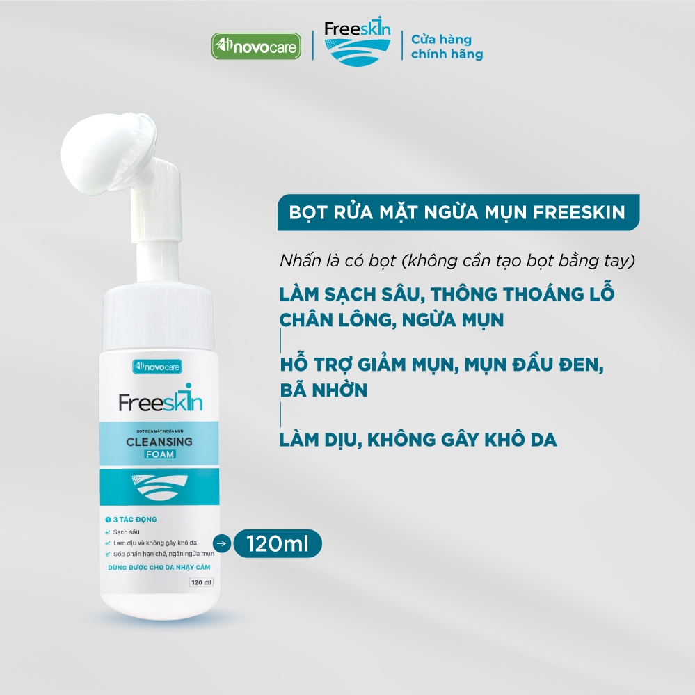 [LIVE] Bọt rửa mặt cho da dầu mụn Freeskin - Novocare Làm sạch sâu, hỗ trợ giảm mụn và bã nhờn, khôn