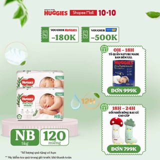 Combo 2 Tã Dán Huggies Platinum Nature Made Size NB60
