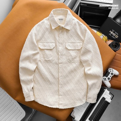 [FORM RỘNG] Áo sơ mi nam Heboz denim 2 túi 2M, sơ mi dài tay vải dày dặn dáng rộng basic - 00002854