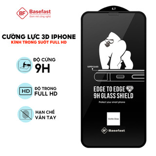  Kính cường lực iPhone 3D Basefast trong suốt chống mẻ cạnh cho iP 12 13 14 15 16 17 Pro Max 