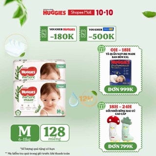 Combo 2 Tã Dán Huggies Platinum Nature Made Size M64