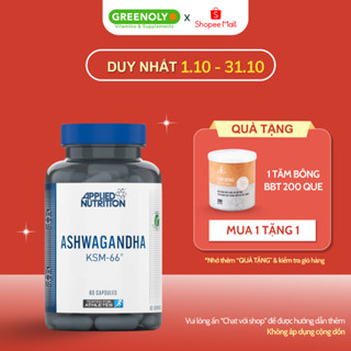 Viên Uống Ashwagandha Applied Nutrition Hỗ Trợ Giảm Căng Thẳng, Tăng Cường Sức Khỏe Thể Chất Và Tinh Thần 60 Viên