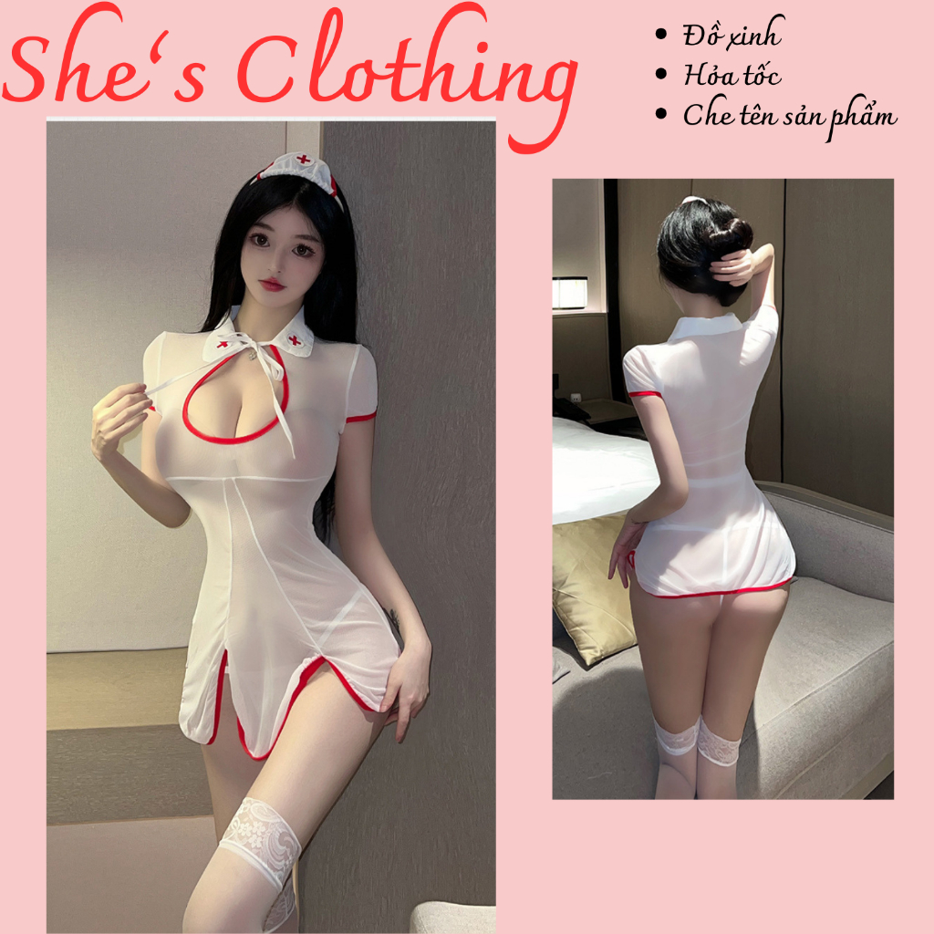 S65 - Cosplay Hóa Trang Nữ Y Tá, Trang Phục Cosplay,Sexy, Bộ Đồ Ngủ Cosplay Cô Nữ Y Tá Sexy Gợi Cảm 