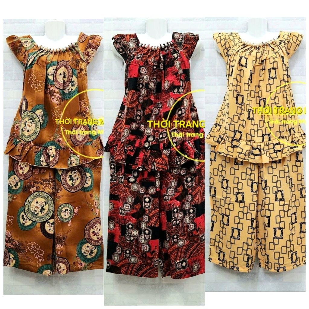 Đồ bộ lụa hàn thổ cẩm kiểu babydoll xinh xắn