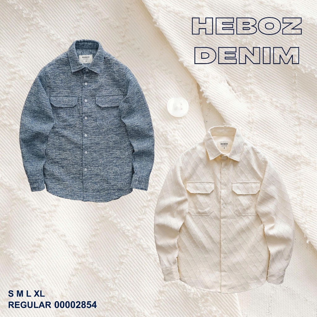 [HẾN STORE MENSWEAR] [FORM RỘNG] Áo sơ mi nam Heboz denim 2 túi 2M, sơ mi dài tay vải dày dặn dáng r