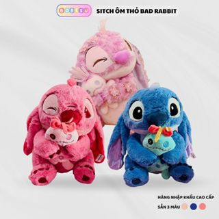 Gấu bông stitch ôm thỏ bad rabbit dễ thương chất liệu lông thỏ cao cấp làm quà tặng sinh nhật cho bạn gái,bạn trai