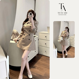   Sale up to 40% Váy cổ sen tay lửng thiết kế viền kẻ caro đầm nữ cổ sen dáng chữ A 