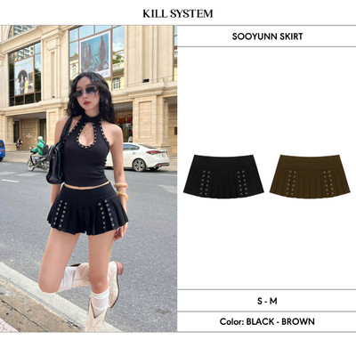 Chân váy xếp ly mắt cáo kèm quần bảo hộ SOOYUNN - 𝐊𝐈𝐋𝐋 𝐒𝐘𝐒𝐓𝐄𝐌
