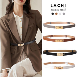 Thắt lưng da nữ bản nhỏ công sở Lachi khóa kim loại sang trọng cao cấp không lỗ tiện lợi LC-TL10