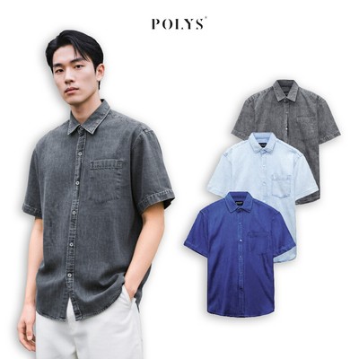 Áo Jean Nam, Áo Denim Nam Ngắn Tay. Vải Denim Mềm Dùng Khoát Hoặc Mặc Trơn. Áo JEAN NGẮN TAY POLYS