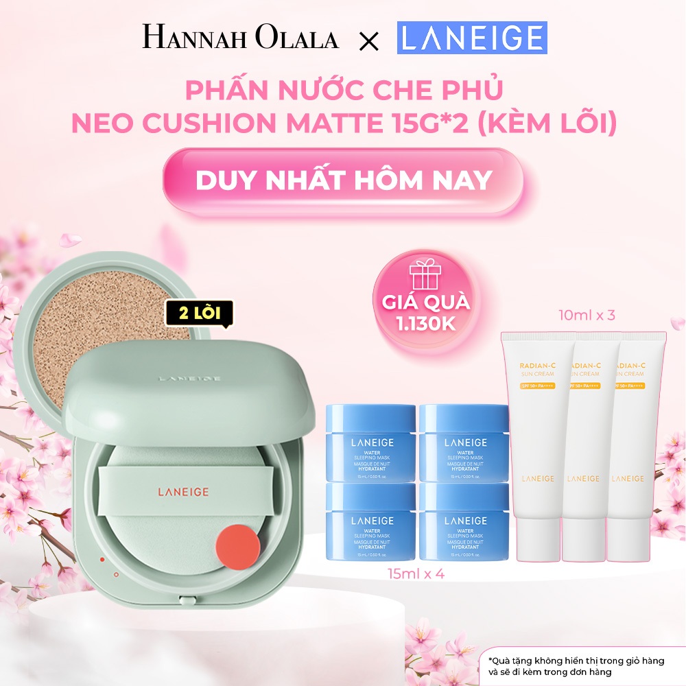 [LANEIGE X KOL] Phấn Nước Kiềm Dầu Chống Nước Che Khuyết Điểm 50H Laneige Neo Cushion Matte 15g + Kèm Lõi