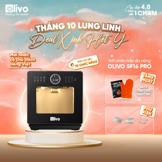 Nồi chiên hơi nước OLIVO SF16 PRO - Nồi chiên hấp 70 chương trình cài sẵn, 16L - 2800W, có trục xiên quay, lồng quay