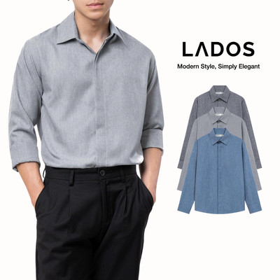 Áo Sơ Mi Nam Giấu Cúc LADOS-8185 Chất Vải Linen Premium Cool Cao Cấp, Mát Lạnh, Chống Nhăn, Form Chuẩn Công Sở