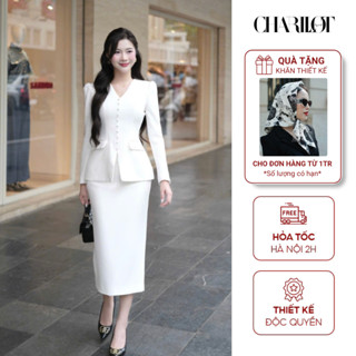 SET BỘ CÔNG SỞ THIẾT KẾ CAO CẤP WHITE-ANT CHARLLOT ĐỒ NỮ CHẤT MANGO HÀN LÓT LỤA MỀM ĐỨNG FORM